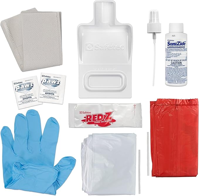 McKesson Bloodborne Pathogen Spill Kit [1 Kit]– Bodily Fluid Clean-Up Pack with Gloves, Hand Wipes, Disinfectant & Fluid Solidifier – First Response Spill Kit for Workplace, School & Medical Use