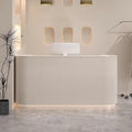 Beauty Salon Reception Desk, Striped Decorative Reception Desk Retail Counter Reception Counter Commercial Retail Counter for Office Reception Salon, Ships in One Piece, Customized Logo