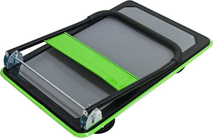660lbs Large Size Heavy Duty Green Flatbed Cart, Folding Platform Hand Truck with 360° Swivel Silent Wheels, Steel Push Dolly for Warehouse & Moving
