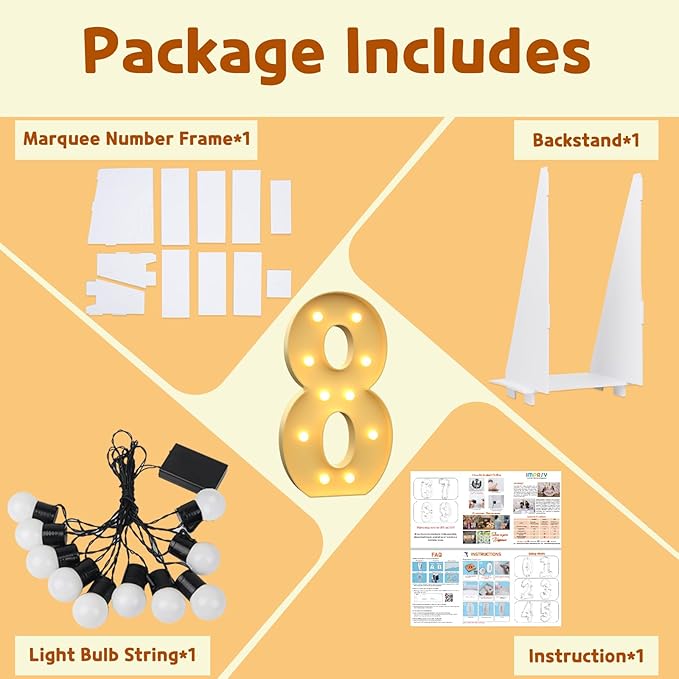 imprsv 4FT Light Up Numbers Letters, Marquee Numbers for 80th Birthday Decorations Anniversary Party Decor Pre-Cut Foam Board Kit