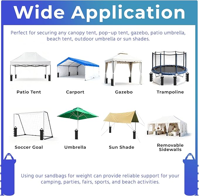 Canopy Weights Sand Bags 4 Pack Canopy Weight Bag SandBags for Canopy Legs Outdoor Pop Up Tent Gazebo Weights Set of 4 (4)