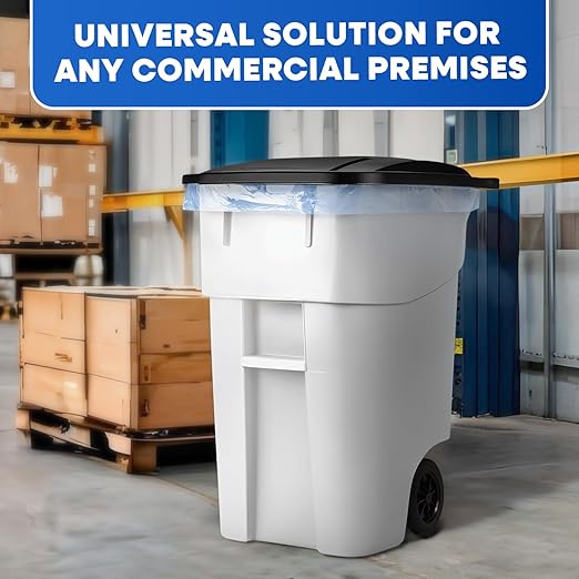 50 Gallon Trash Can, White Outdoor Garbage Can, Wheeled Outside Trash Bin Outdoor with Lid and Wheels Large Rolling Trash Can, Garbage Can with Wheels for Home, Office, Garage