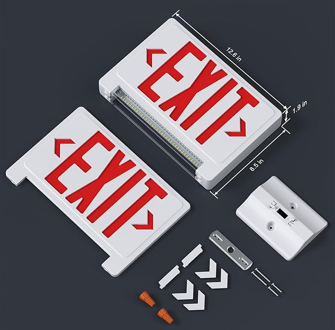Exit Signs with Emergency Lights Battery Backup, UL Listed Double-sided Exit sign with Adjustable Light Pipe, Hardwired Compact Commercial Lighted Exit Sign, 120/277V Top/Side/Wall Mount (2 Pack)