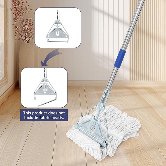 Commercial Mop Handle Heavy Duty, 59" Industrial Mop Stick - Universal Metal Replacement Mop Pole for Home, Garage, Office, Workshop & Warehouse Floor Cleaning