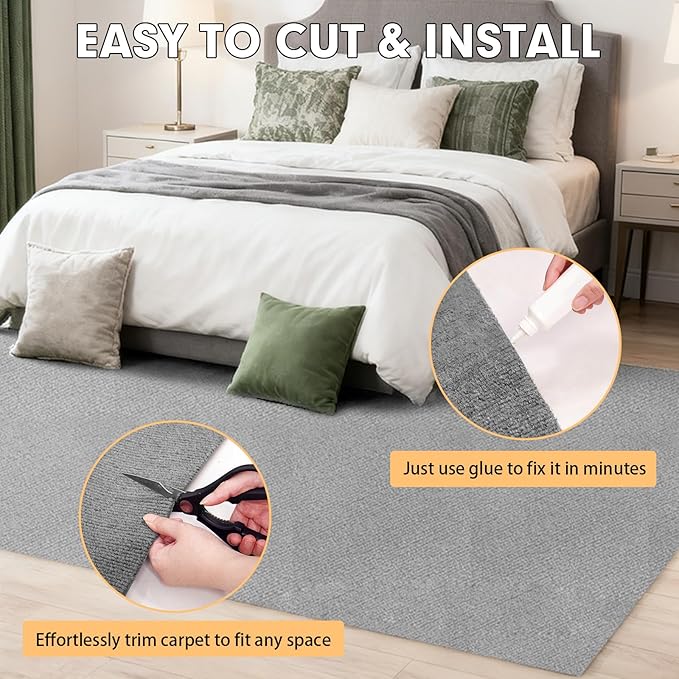 Marine Carpet,5 FT x 15 FT Smoke Gray Indoor Outdoor Carpet 0.2" Thick Boat Carpet with Water-Proof TPE Backing, Non-Slide Outdoor Marine Carpet Roll for Home, Patio, Porch, Deck