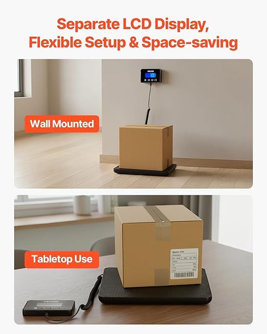 VEVOR Digital Postal Scale, 0.35 oz/3.5 oz Dual Accuracy, 440 lbs Commercial Weight Scale with Hold/Tare Function & LCD Display, Fit for Packages, Postage, Luggage, Battery & Charging Cable Included