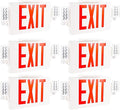 Gruenlich LED Combo Exit Sign, Emergency Light with 2 Adjustable Heads and Double Face, Back Up Batteries- US Standard Red Letter EXIT, UL 924 Qualified, 120-277 Voltage, 6-Pack