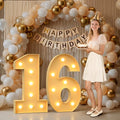 Mixifox 3FT Marquee Numbers 16, Large Light up Number 16 for Birthday Party Supplies, Sign, Backdrop, Happy 16th Birthday Decorations for Sweet 16 Years Old