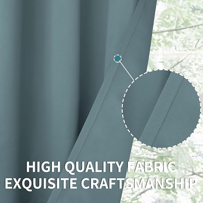 BGment Room Darkening Curtains 63 Inches Long - Grommet Thermal Insulated Drapes Window Treatment Curtains for Bedroom, 2 Panels, 52 x 63 Inch, Stone Blue