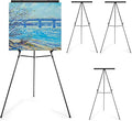 Falling in Art Aluminum Flip Chart Display Easel Stand with Adjustable Floor for Boardroom, Whiteboard, Paper Pads, Signage, 63 1/2'' High, Black 4 PACK