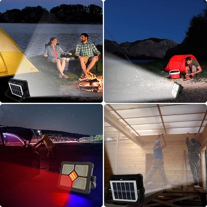 ERAY 120W Portable LED Work Light with Rechargeable Battery 15000mAh 10000 LM, Solar Camping Lights, IP66 4 Lighting Modes Worklight for Outdoor Building Emergency Car Repairing
