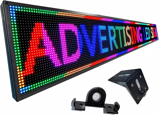 115”x 14” Programmable Scrolling LED Sign Custom, Outdoor P10 Digital Sign Support Wifi & USB, Full Color Led Open Signs for Business, Advertising Display Board
