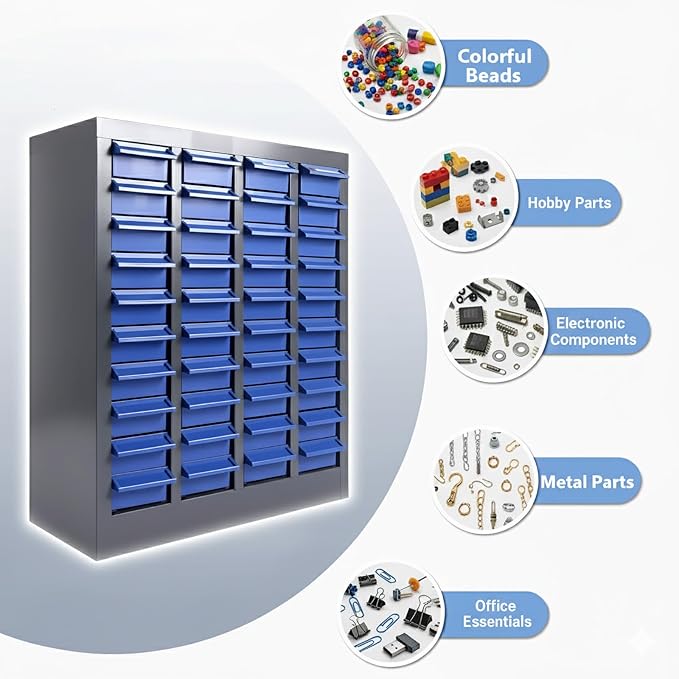 40 Drawers Parts Cabinet for Nuts, Bolts, Screws, Nut and Bolt Organizer with ABS Material Drawer, Bolt Bin Tool Storage Cabinet in Workshop, Garage, Office (40 Drawers)