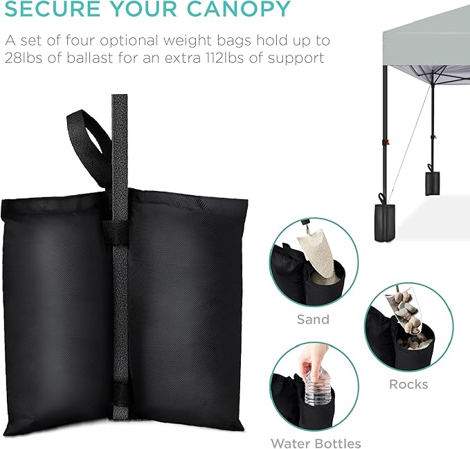 Best Choice Products 10x10ft 1-Person Setup Pop Up Canopy Tent Instant Portable Shelter w/ 1-Button Push, Case, 4 Weight Bags - Silver