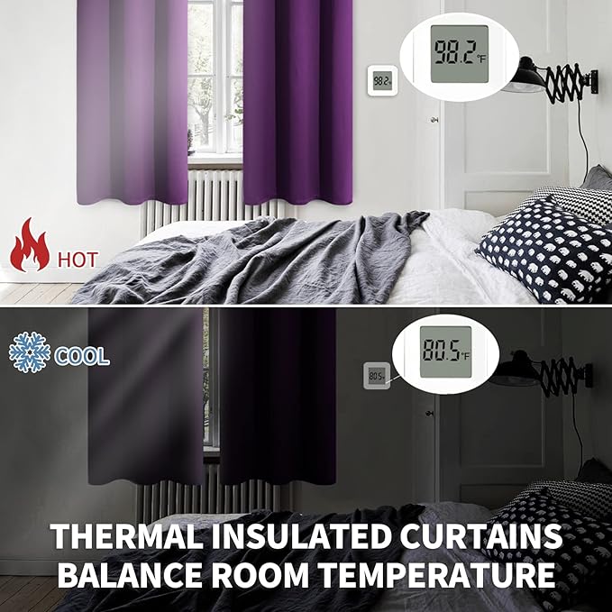 BGment Blackout Curtains - Grommet Thermal Insulated Room Darkening Bedroom and Living Room Curtain, Set of 2 Panels (42 x 63 Inch, Royal Purple)