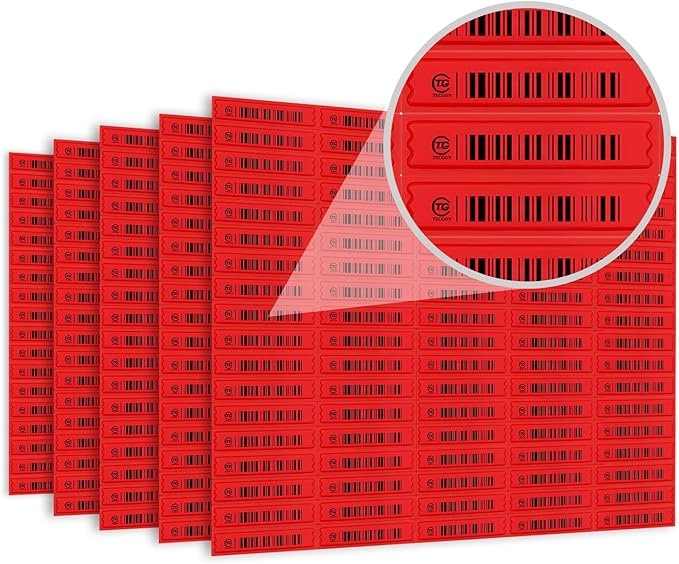 108 Pieces of 58 kHz Acousto-Magnetic (AM) Security Tag Labels, Compatible with 58 kHz EAS Systems. Features Simulated Barcodes