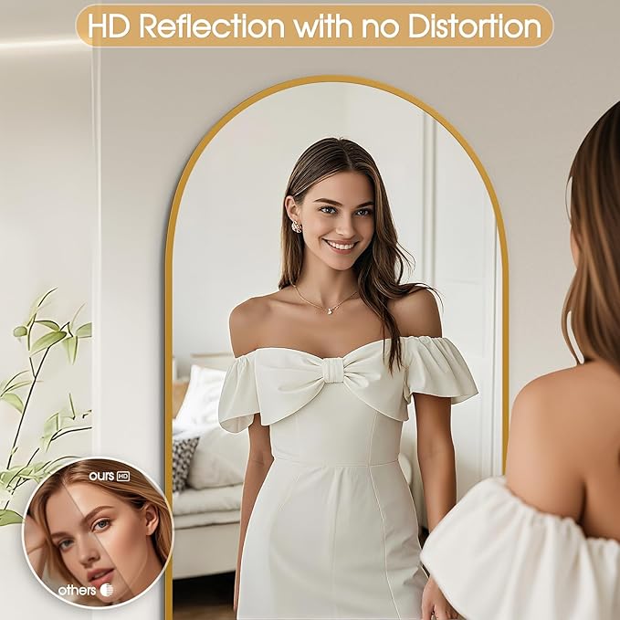 59"x16"Floor Mirror Full Length,Arched Full Length Mirror with Stand,Full Body Mirror,Hanging or Large Leaning for Bedroom Living Room Gold