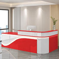 Modern Reception Desk – Front Desk, Reception Counter for Office, Checkout Counter, LED Lighting, Storage, Soft Close Drawers, Custom Logo, Fully Assembled (O,104IN)