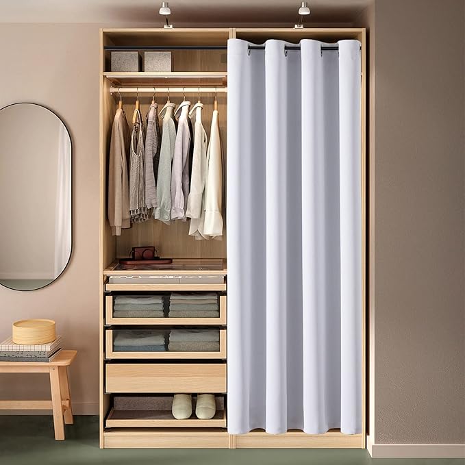 ChrisDowa Blackout Door Curtains for Doorway Privacy, Grommet Closet Curtain for bedroom closet door, Thermal Insulated Temporary Door Cover Room Divider Curtain (1 Panel, Greyish White, 42 x 80 Inch)