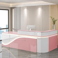 Modern Reception Desk – Front Desk, Reception Counter for Office, Checkout Counter, LED Lighting, Storage, Soft Close Drawers, Custom Logo, Fully Assembled (S,72IN)