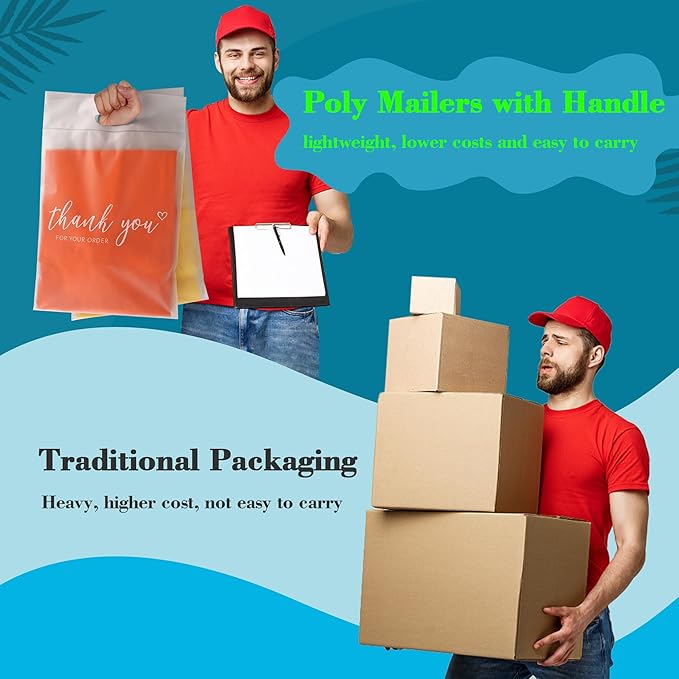 JinRuiKJ Frosted T-Shirt Bags with Handle, Thank You Bags for Small Business, Durable Self-Sealing Packaging Bags for Clothing, Boutique & Shipping - 10x13 Inch 25 Pcs