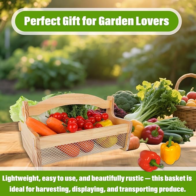 Large Garden Hod Harvest Basket for Vegetable Gardening and Harvest Gathering or Farmhouse Decor,Picnic Basket Garden Supply Gardener Gift Spring(19" L X 9.06" W X 4.33" H)