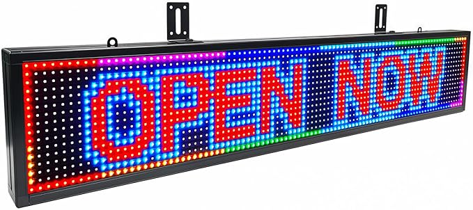 Programmable Scrolling LED Signs WIFI Control for Businesse, P10 Outdoor Sign Custom Message Board Digita Display Advertising Screen, RGB Full Color High Brightness Led Signage 39"X8"