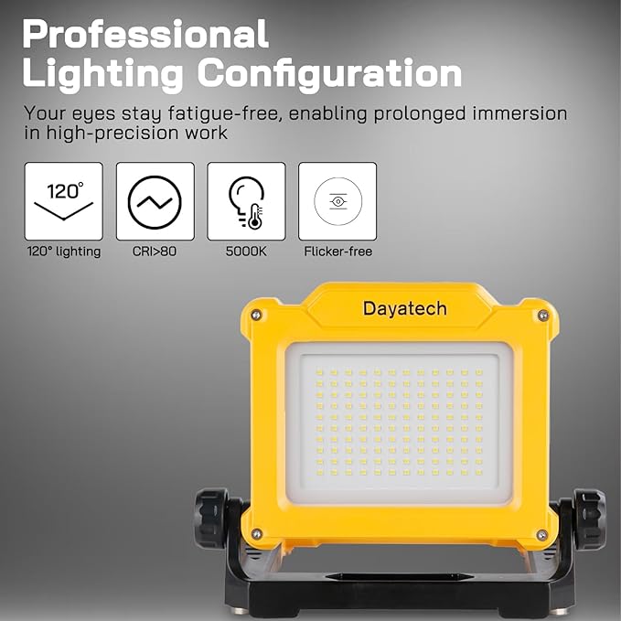 LED Work Light Rechargeable - Cordless Portable Work Light 4000/2000/1000LM Compatible with Dewalt, Milwaukee, Makita, Bosch 18V Power Tool Battery with Magnetic Base（Tool Only