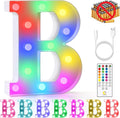 mooncow Rechargeable Light Up Letters,Colorful Marquee Letters with Remote,Gift Wrap Gifts,Bedroom Home Bar Party Decor (B)