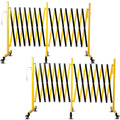 17FT Traffic Barricade with Casters, Metal Expandable Barricade, Folding Security Gate, Retractable Fence Outdoor Barricade Fence for Construction Area, Traffic Control(2pc)
