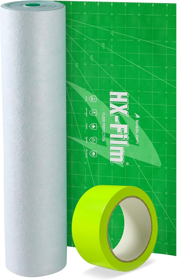39" x50' Heavy-Duty Floor Protection | Construction Grade Carpet Protector | Drop Cloth Plastic Film for Hardwood Floors | Waterproof Painters Covering with No Residue(Mint Green)
