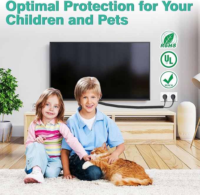 Dog and Cat Cord Protector 10ft - 3/8inch, Flexible Cable Sleeve for Easy Cord Management, Protects Cables from Pets Chewing, Ideal for USB, Power, Audio and Video Cords - Black