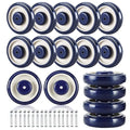 16 Pack Shopping Cart Replacement Wheels Kit, 5" Shopping Cart Casters, Double Ball Bearing TPU Silent Supermarket Casters for Supermarket (Blue)