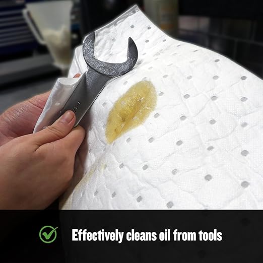 FlashDry Oil Absorbent Pads – High Absorbency of Oil-Based Liquids, Water-Repellent, Tear-Resistant, Premium Mats, Ideal for Garage, Driveway, Automotive, Marine Use, 17.5” x 13.5”, 200 Pads in Total