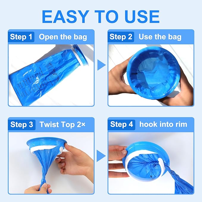 100 Pack Emesis Vomit Bags for Car, 1000 ml Blue Portable Nausea Bag for Pregnant Women, Leak Proof Puke Throw Up Nausea Bags for Travel Motion Sickness