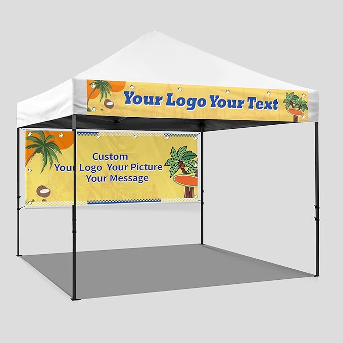 Custom Tent Banner and Tent Valance Add Your Sign, Text, 9x4Ft Full-color Digital Printed Valances, 9x1Ft Personalized Business Banners for Trade Show, Polyester Fabric is Colorfast