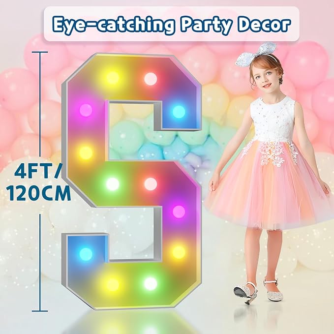 imprsv 4FT Colorful Marquee Letters S, 18 Colors Large Light up Letters Alphabet Sign with Remote, Large Marry Me Sign, Birthday Party Decorations Anniversary Wedding Decoration