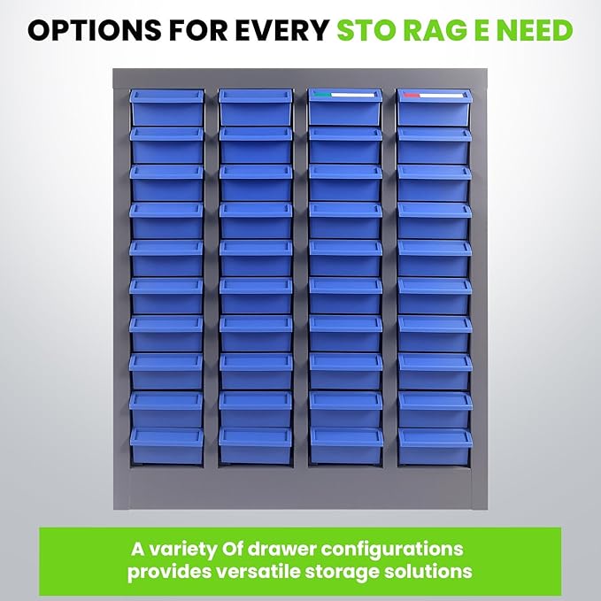 40 Drawers Nut and Bolt Organizer, 25" H x 21" D x 9" W Bolt and Nut Tool Storage Cabinet with Acrylic Adjustable Shelves & Label Stickers, Alloy Steel Parts Cabinet for Workshop Garage Organizer