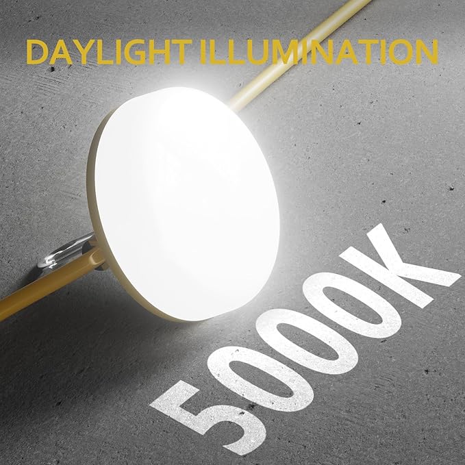 LED Construction String Lights 100FT, 3 Prong, 10000 LM, 5000K LED String Work Lights, 100W Temporary Lighting for Job Site Outdoor Indoor, IP65 Waterproof Temporary Construction Lights, ETL Listed