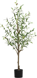 2 Pack Artificial Olive Tree 4FT, Tall Faux Olive Trees for Indoor Outdoor, Realistic Potted Plant Natural Wood Trunk, Leaves and Fruits for Home Office Decor (2, 4 FT)