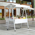 Foldable Food Cart for Business, Lightweight Farmers Market Stalls with Awning, Vendor's Stall Kiosk for Sale Hot Dog, Ice Cream, Food(White,59.1in)