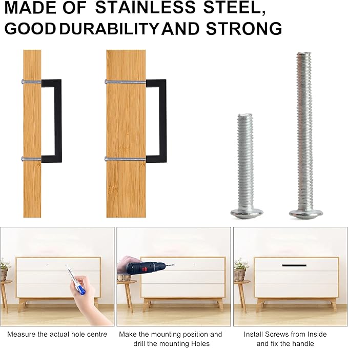 Cabinet Pulls Matte Black Cabinet Handles Square Drawer Pulls, 20 Pack 8-4/5 Inch Stainless Steel Kitchen Door Cupboard Cabinet Handles, Drawer Hardware Handles, 224mm Hole Centers