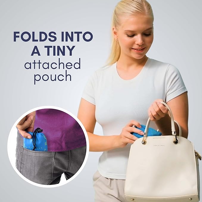 4 Pack Foldable Grocery Bags into Tiny Pouch - Large Capacity Multi-Color, Great for Travel, Durable, Washable Packable Shopping Bag, Comes with a carry pouch, Lightweight