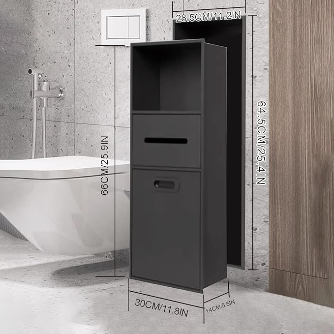 Stainless Steel Shower Nich, 25.4X11.2IN Recessed Waterproof Bathroom Niche, Built-in Trash Can Alcove, Toilet Paper Toiletries Storage Rack for Kitchen Living Room Bedroom Hotel Residential