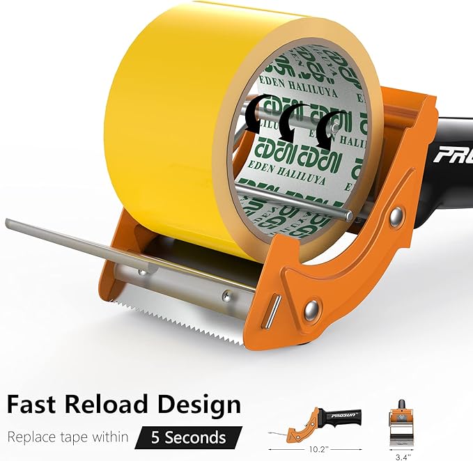 Fast Reload 3 Inch Wide Large Tape Gun Dispenser Packing Packaging Sealing Cutter (TG04-ORG)