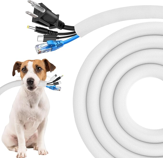 Secbolt Cord Protectors from Pets No Chew, 10ft - 1/2 inch Ultra Durable Cord Covers for Pets, Bite-Resistant Cable and Wire Protector for Cats, Dogs, Rabbits - White