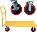5Seconds Flatbed Platform Cart Industrial Dolly Heavy Duty 60” x 30” Hand Push Truck Super Heavy Duty Flatbed with 3000Lb Capacity 8'' Locked Swivel Wheels Commercial Moving (Yellow)