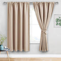 JIUZHEN Blackout Curtains for Bedroom - 60 Inch Wide Thermal Insulated Room Darkening Privacy Soundproof Curtains for Living Room, Set of 2 Panels with Tiebacks, 60 x 63 inches, Beige
