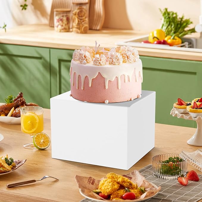 White Acrylic Buffet Risers 3PCS, Food Risers for Buffet Table, Food Display Stands for Party Catering Dessert Collectibles, Cube Boxes Display(Size 6.9", 7.7", 8")