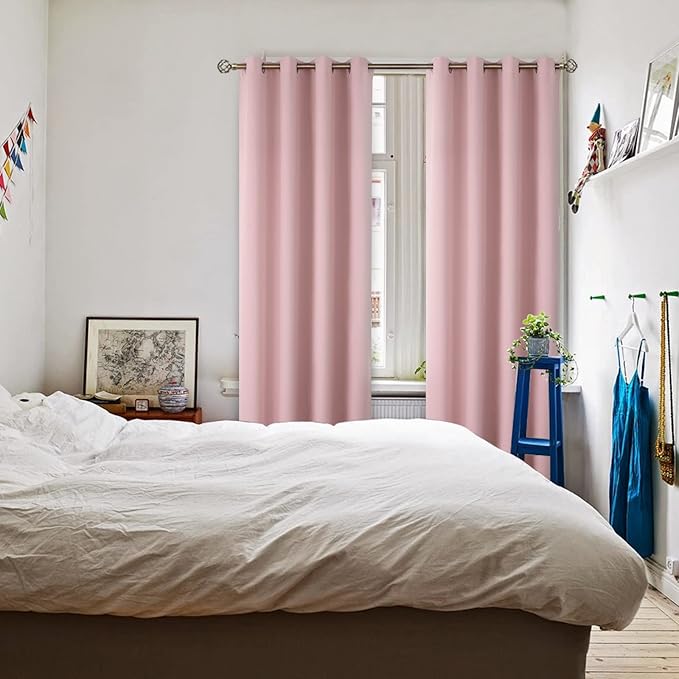 BGment Room Darkening Curtains 108 Inches Long - Grommet Thermal Insulated Drapes Window Treatment Curtains for Bedroom, 2 Panels, 52 x 108 Inch, Baby Pink